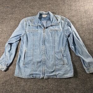 Galyan's Vintage Blue Denim Jacket Womens Medium Full Zip Light Wash Cotton